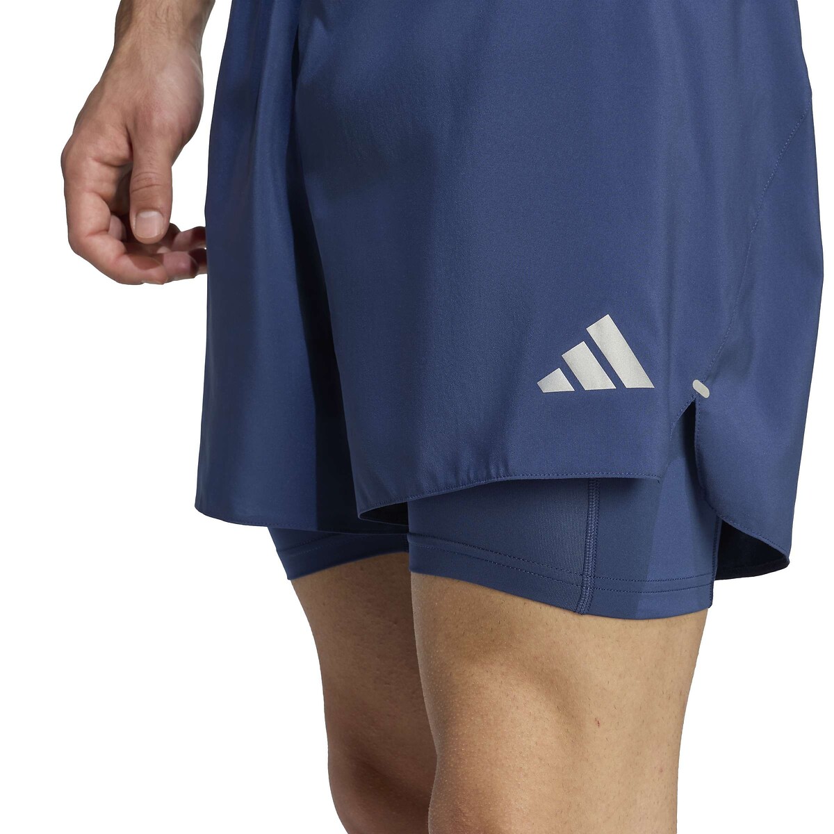 Short de running 2 en 1 bleu indigo, adidas Performance