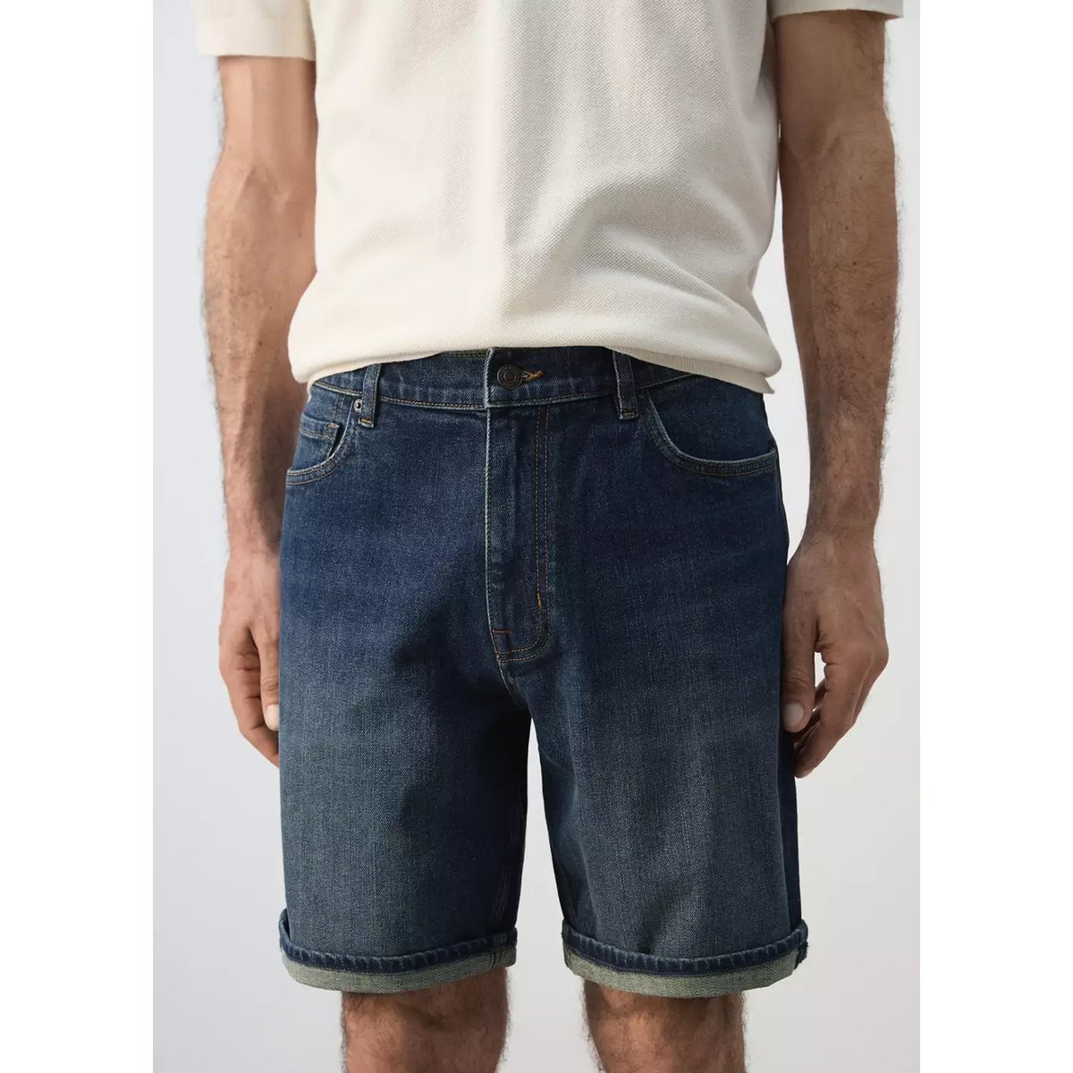 Bermuda en jean slim fit bleu foncé, MANGO MAN
