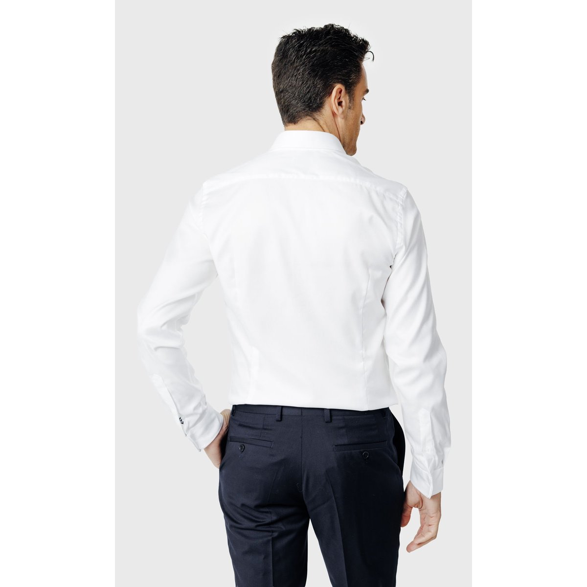 Chemise Slim fit sans repassage en double retors blanc, ACROSS