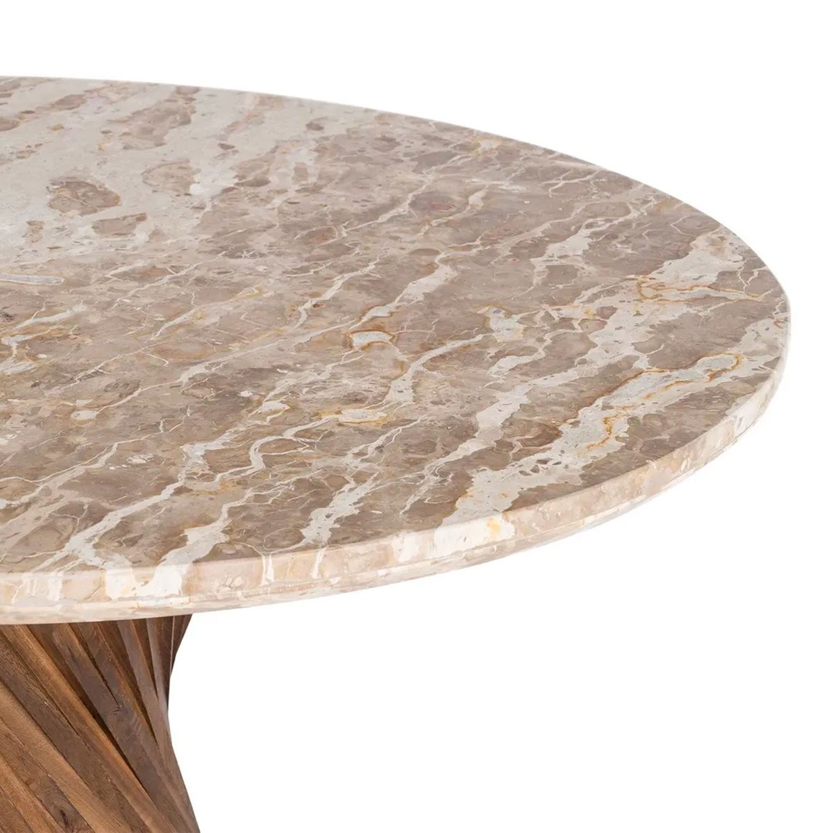 Table à manger design ronde bois et marbre 120x120x76cm bois, WADIGA