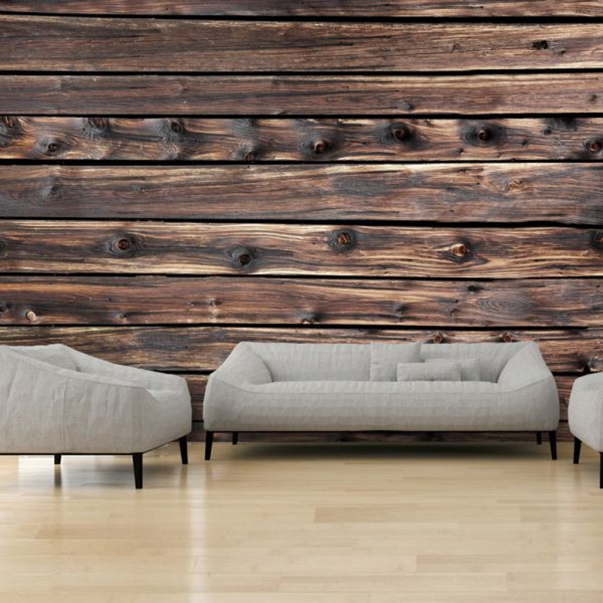 Papier peint intissé panoramique Wooden Warmth noir, EDEN