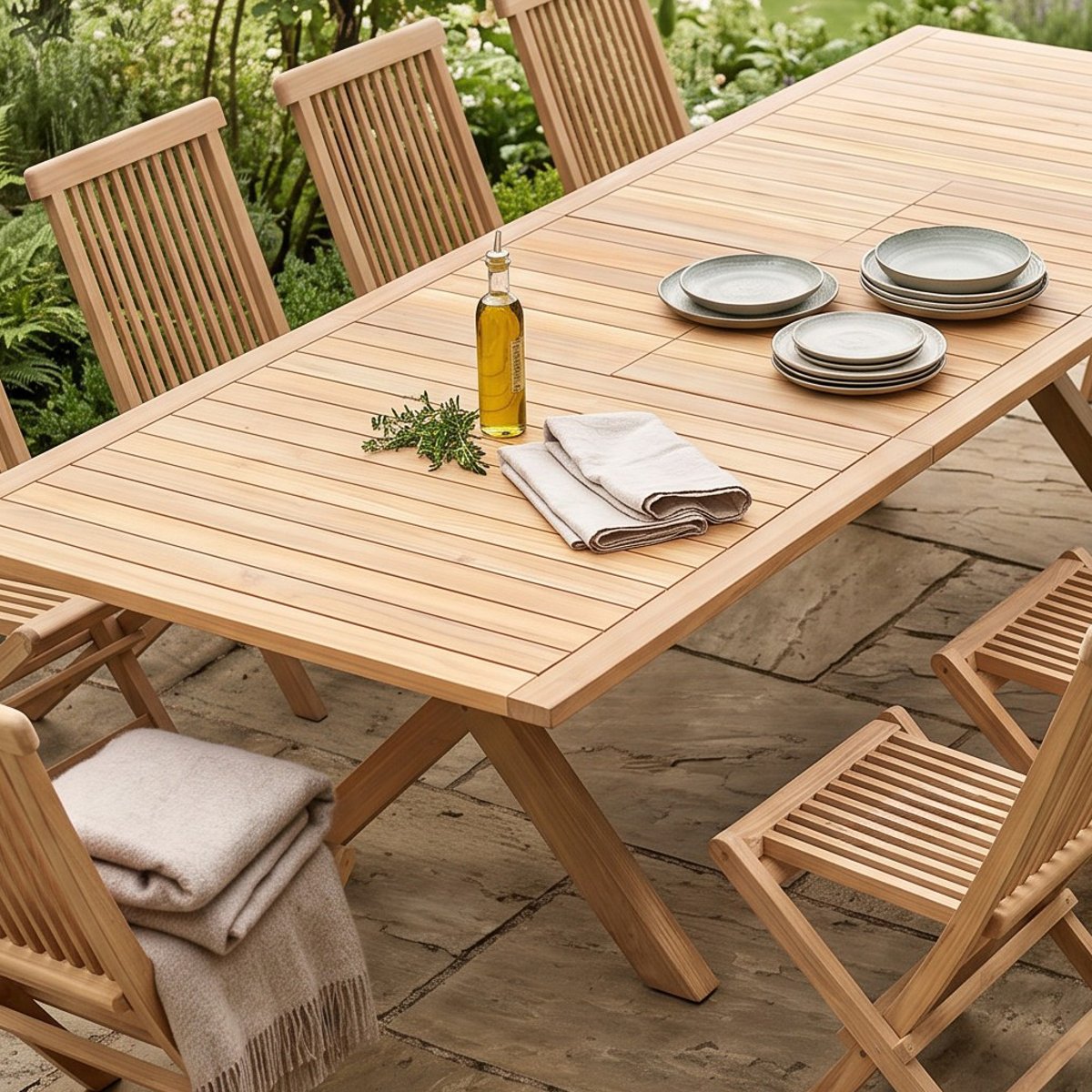 Salon de jardin en teck massif Malibu, 10 places naturel, TECK ATTITUDE