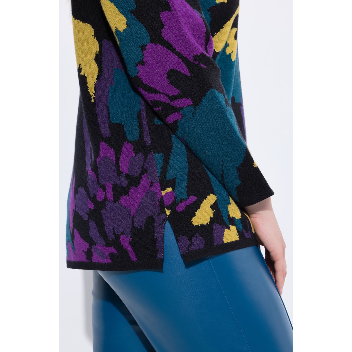 Pull motif Jacquard, encolure bateau noir, ULLA POPKEN