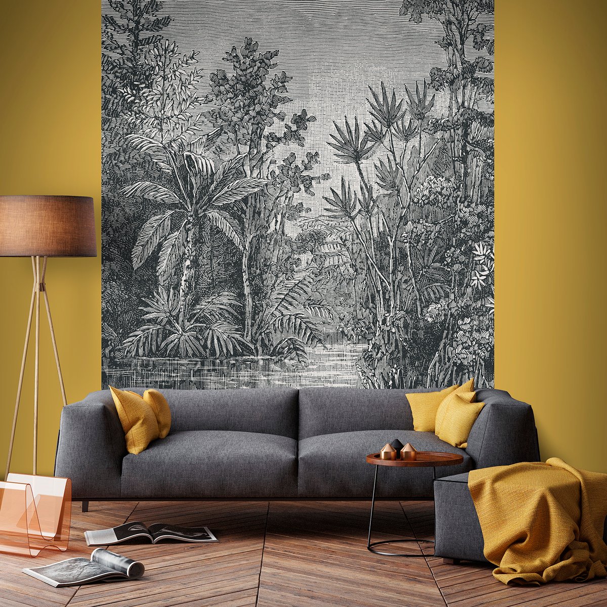 Papier peint panoramique Jungle gris, ART FOR THE HOME