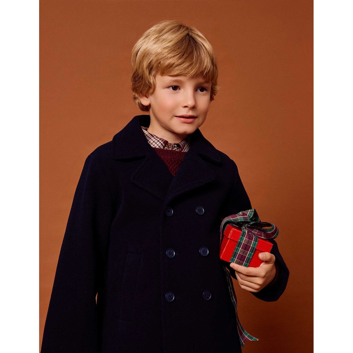 Manteau à effet laine avec poches devant bleu foncé, ZIPPY