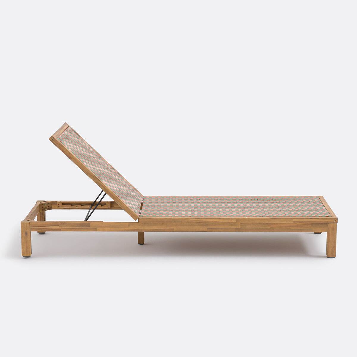 Briana Sun Lounger in Acacia and Woven Resin pink/green, LA REDOUTE INTERIEURS