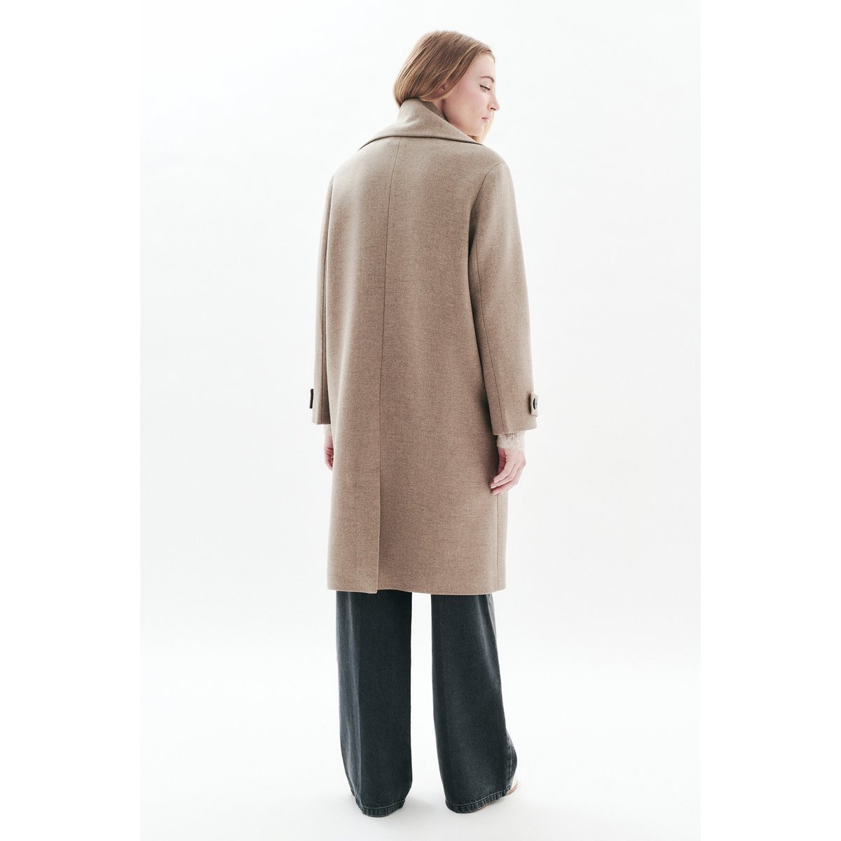 Manteau mi-long en laine GENTIANI taupe, CAROLL