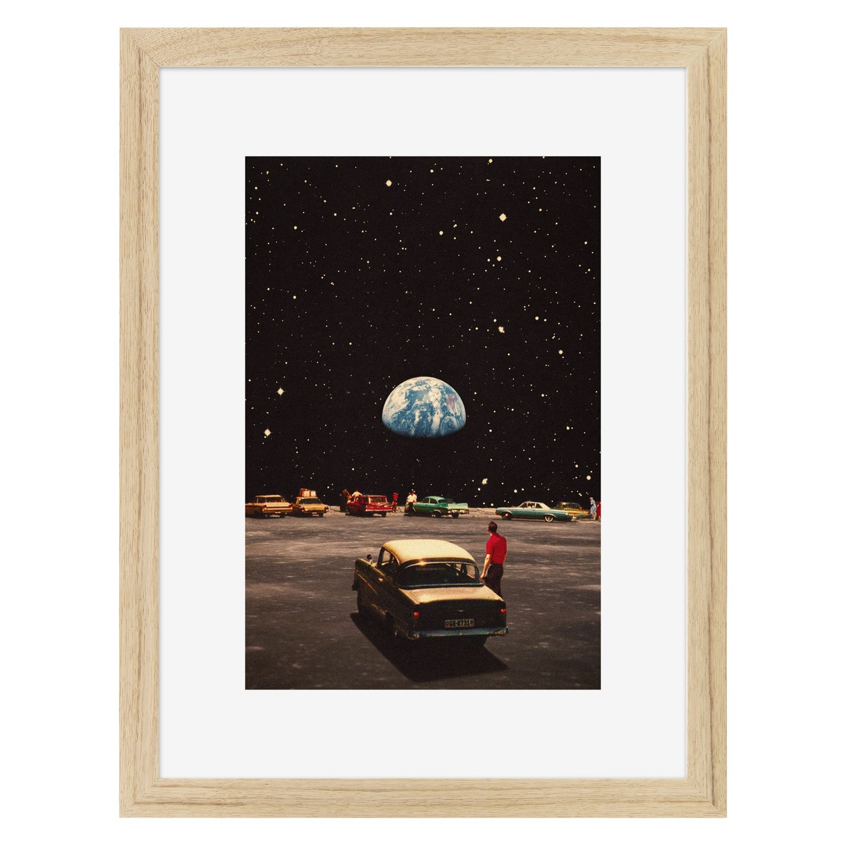 Affiche encadrée Planet, cadre en chêne, 30x40cm noir-bois massif fsc, CEANOTHE