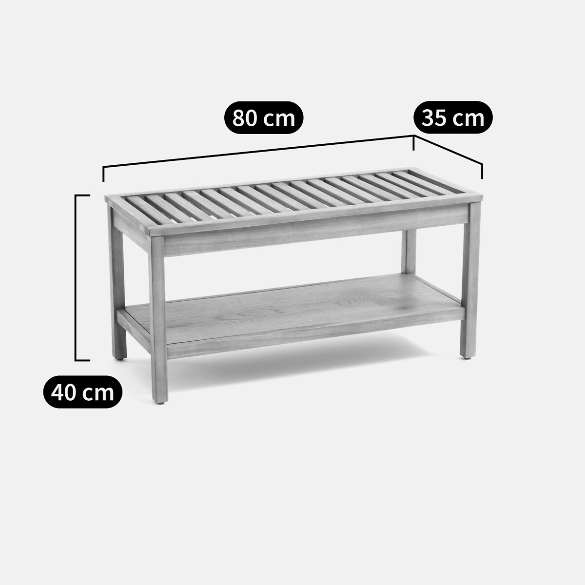Banc de salle de bain en acacia huilé, HAUMÉA acacia, LA REDOUTE INTERIEURS