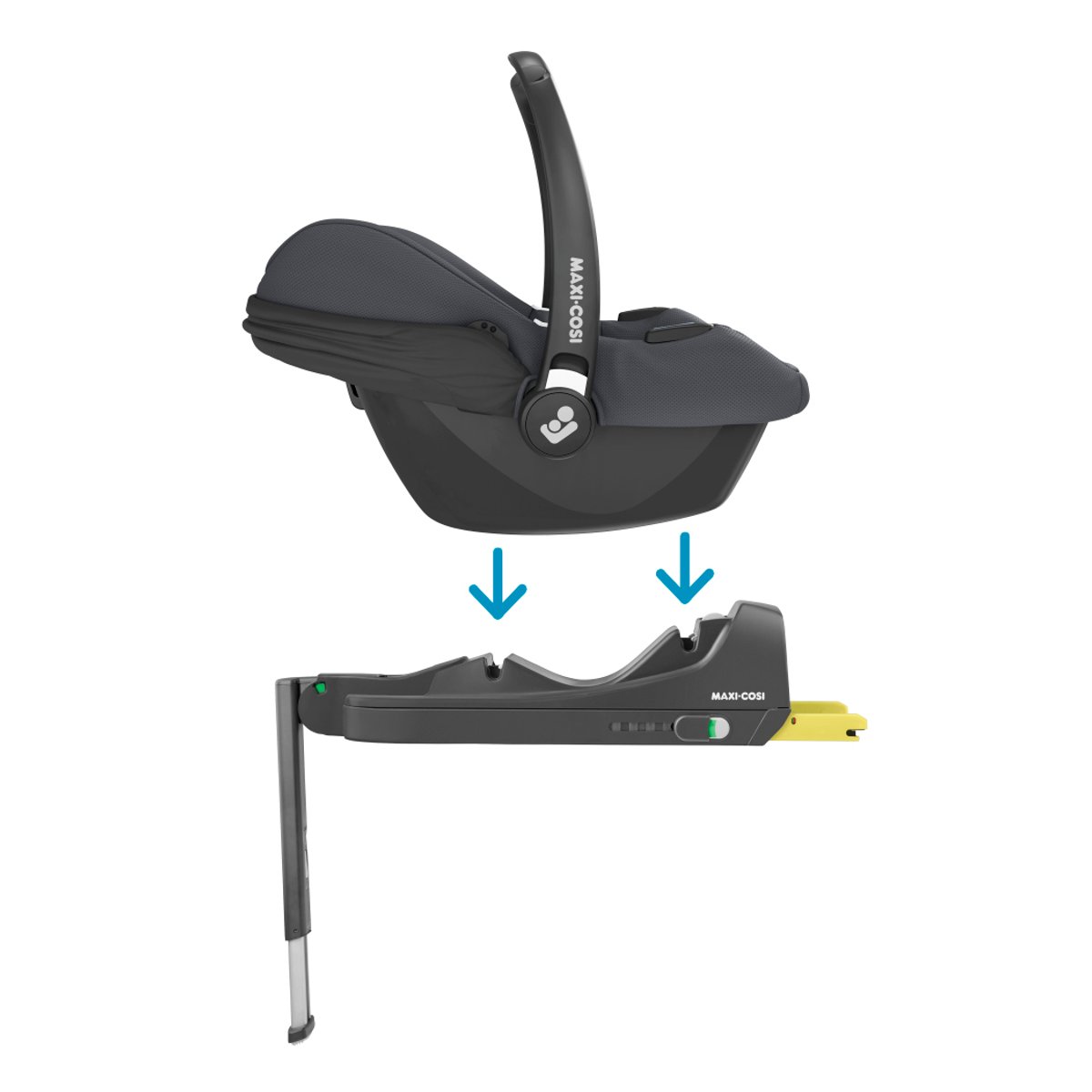 Maxi-Cosi CabrioFix i-Size + Embase, Siège Auto Bébé, 0 à 12 mois, 12 kg max., Siège Auto ISOFIX Léger (3,2 kg), Ultra-molletonné gris essentiel, MAXI COSI