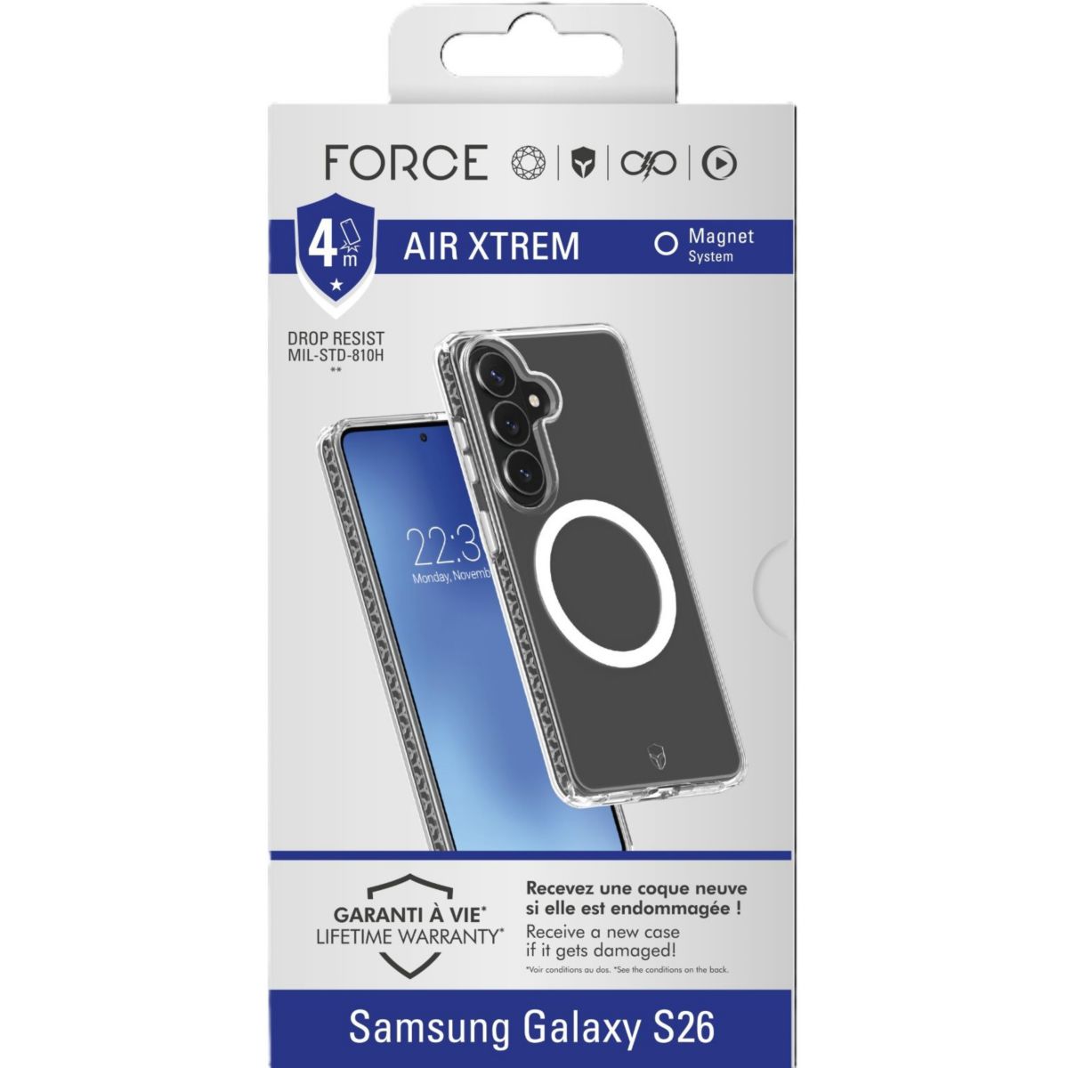 Coque Air Xtrem Magnet S26 recyclé transparent couleur unique, FORCE CASE