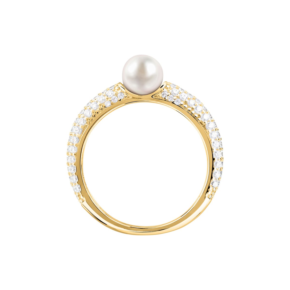 Bagues en Zircon/zircons Cubiques/perle/argent 925/1000 Recyclé et Zircon or jaune, MORELLATO