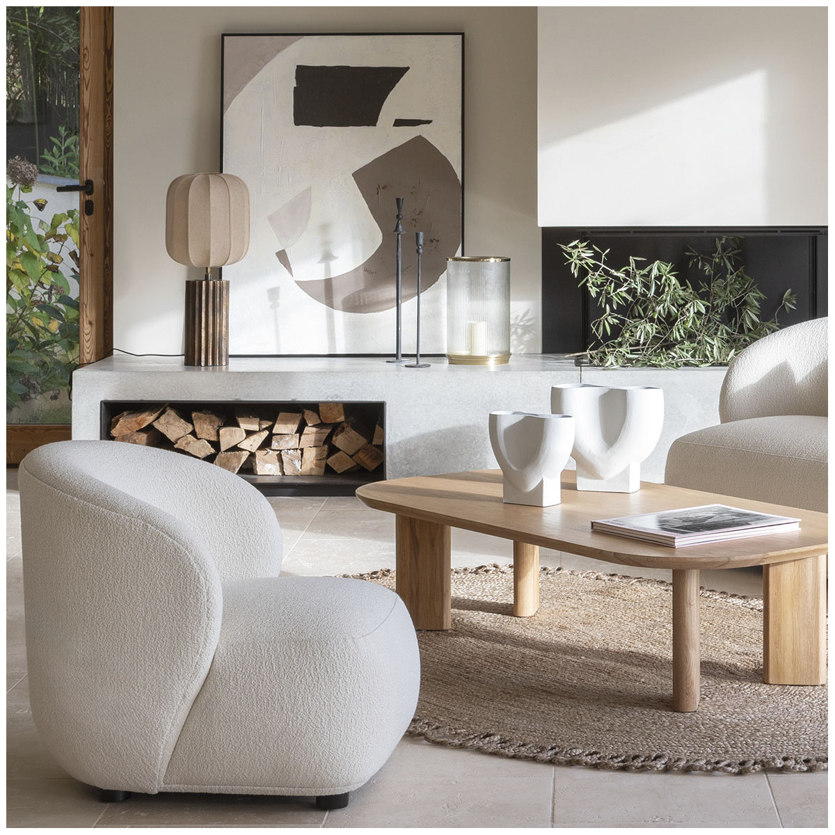 Abat-jour tissu 30x33 crème, BLANC D’IVOIRE