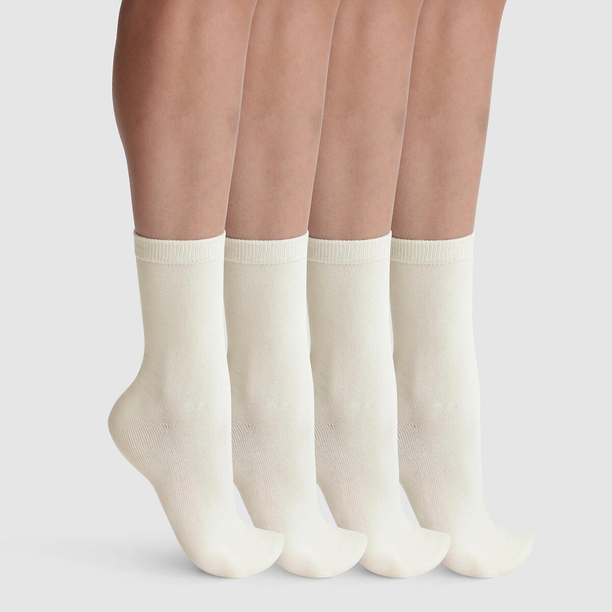 Lot de 2 paires de mi-chaussettes THERMO POLAIRE ecru + écru, DIM