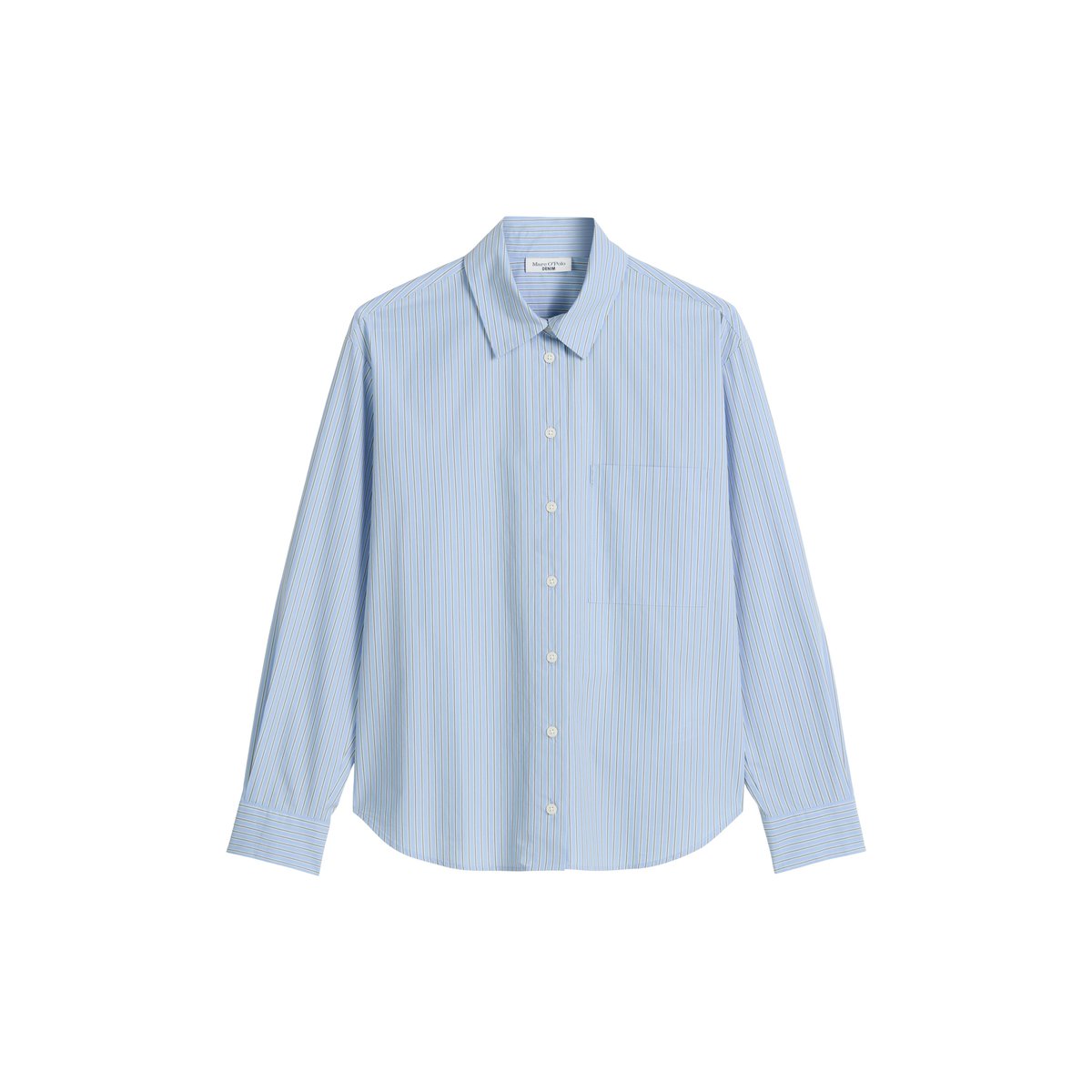 Blouse à rayures relaxed en popeline Papertouch bleu clair, MARC O’POLO DENIM