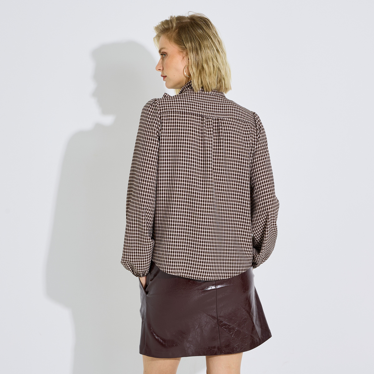 Blouse à col lavallière marron, GRAIN DE MALICE
