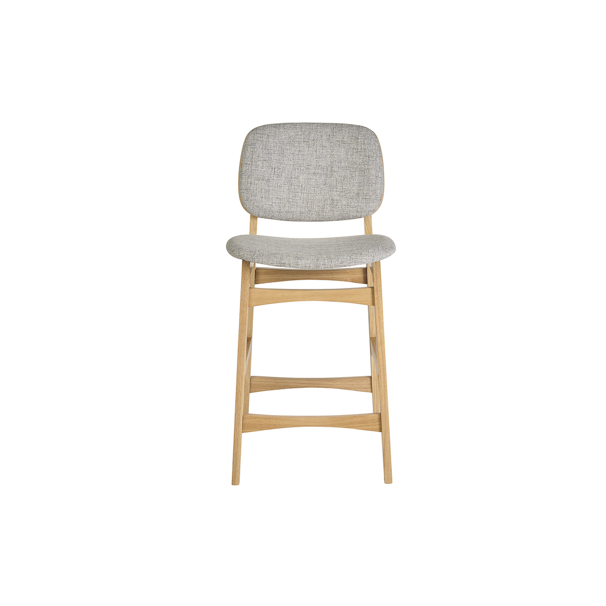 Tabourets scandinaves en bois clair frêne et tissu gris clair H66 cm (lot de 2) SOQUETTE gris, MILIBOO