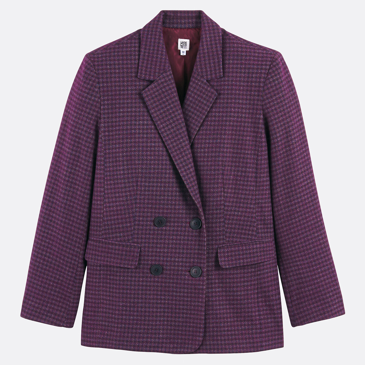 Long Oversize Checked Blazer purple checks, LA REDOUTE COLLECTIONS