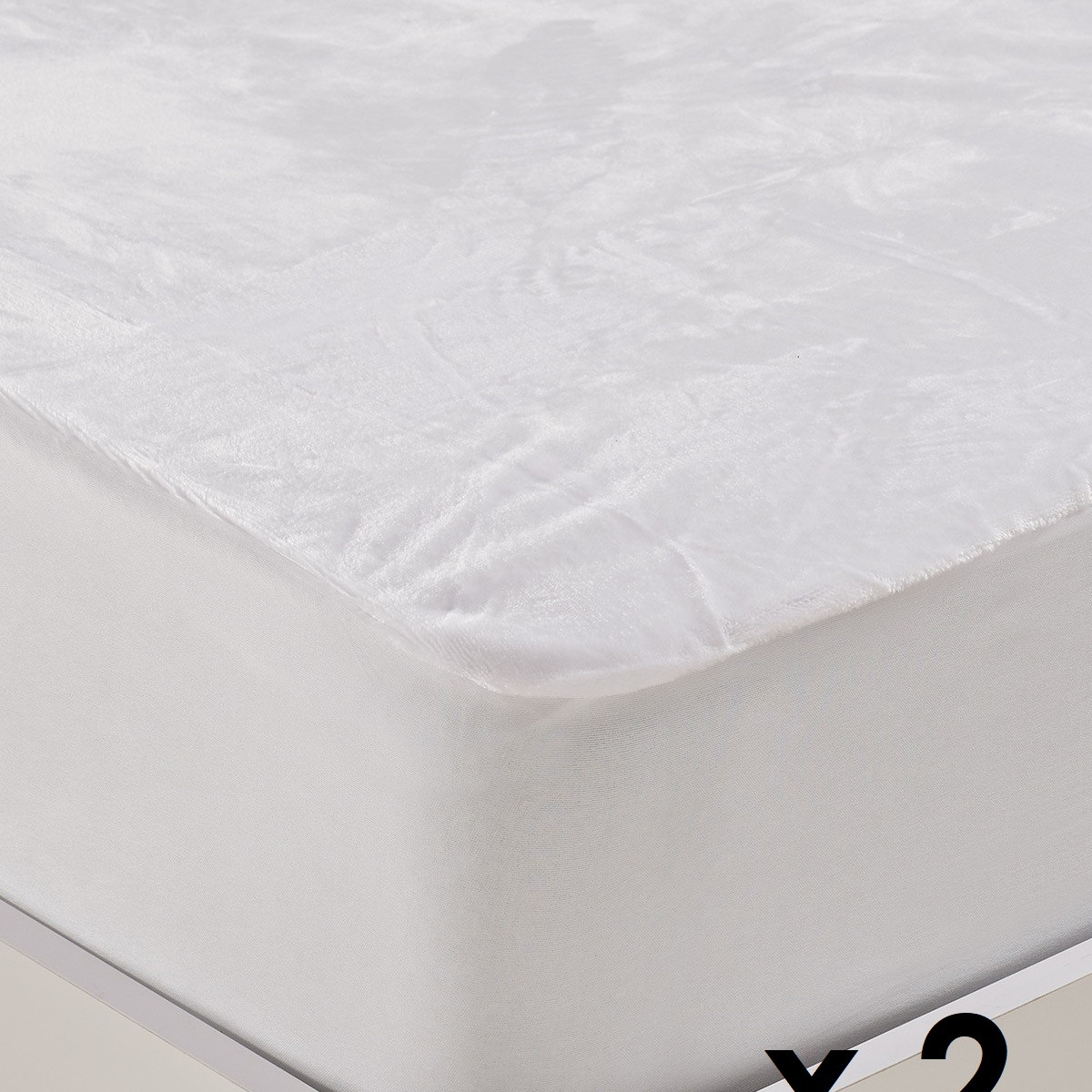 Lot de 2 protège-matelas imperméables microfibre 270 g/m² MICRO SENSAFE blanc, SENSEI MAISON