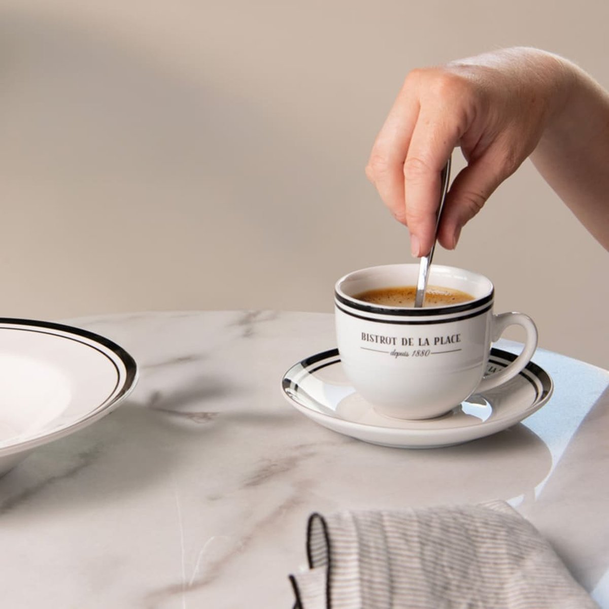 Tasse avec soucoupe Bistrot 22 cl (lot de 6) - BISTROT blanc, TABLE PASSION