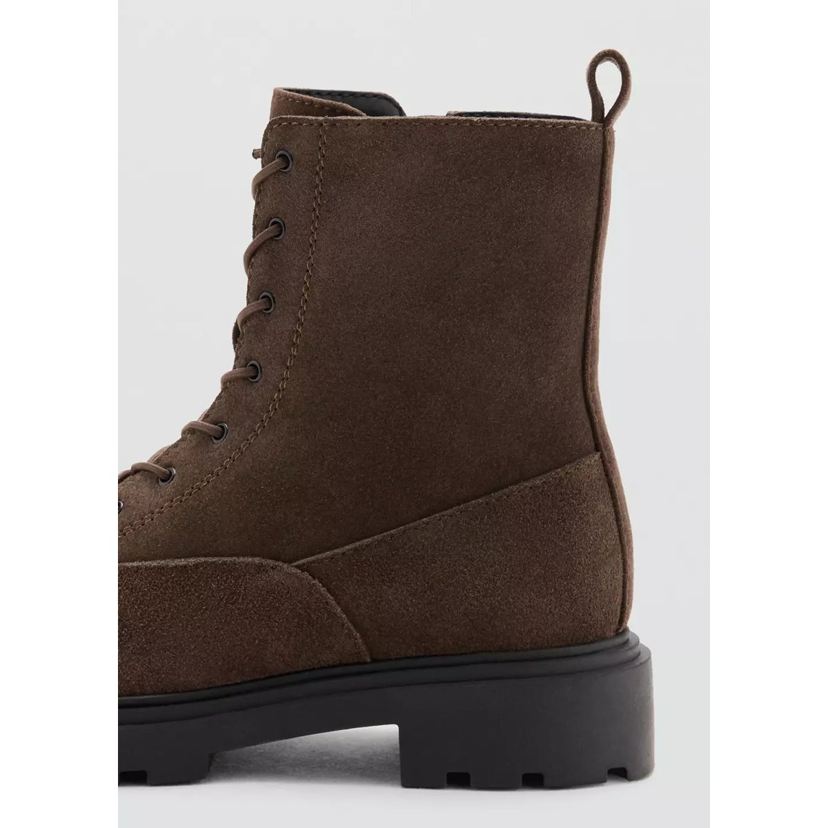 Bottines en cuir bovin à lacets chocolat, MANGO KIDS