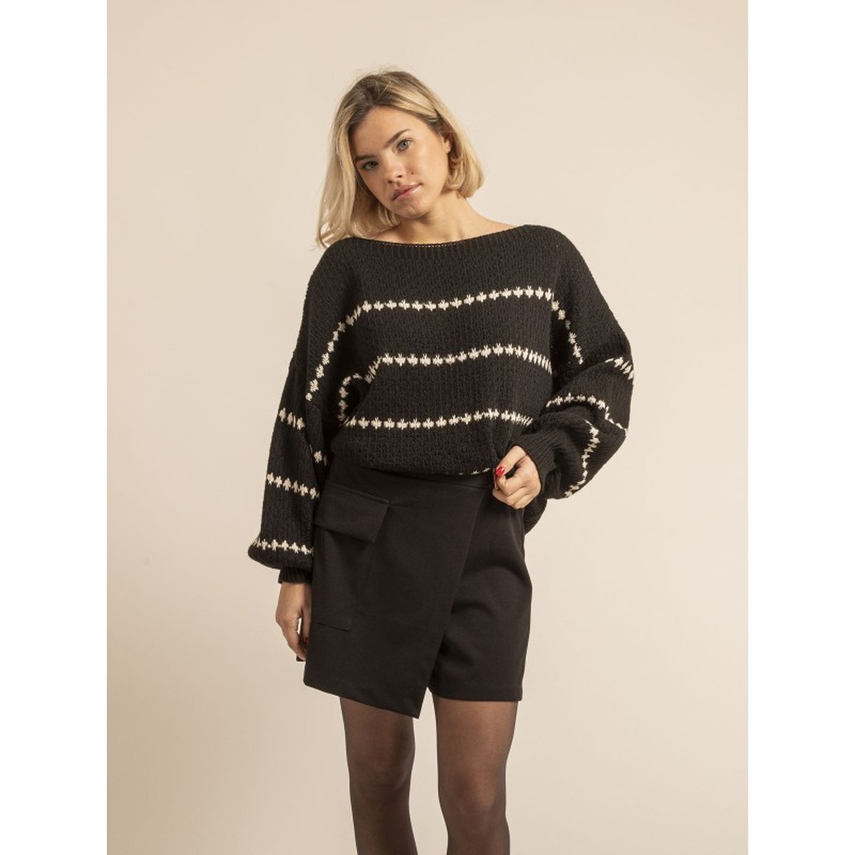 Pull Rayures Kisa noir, DONA LISA
