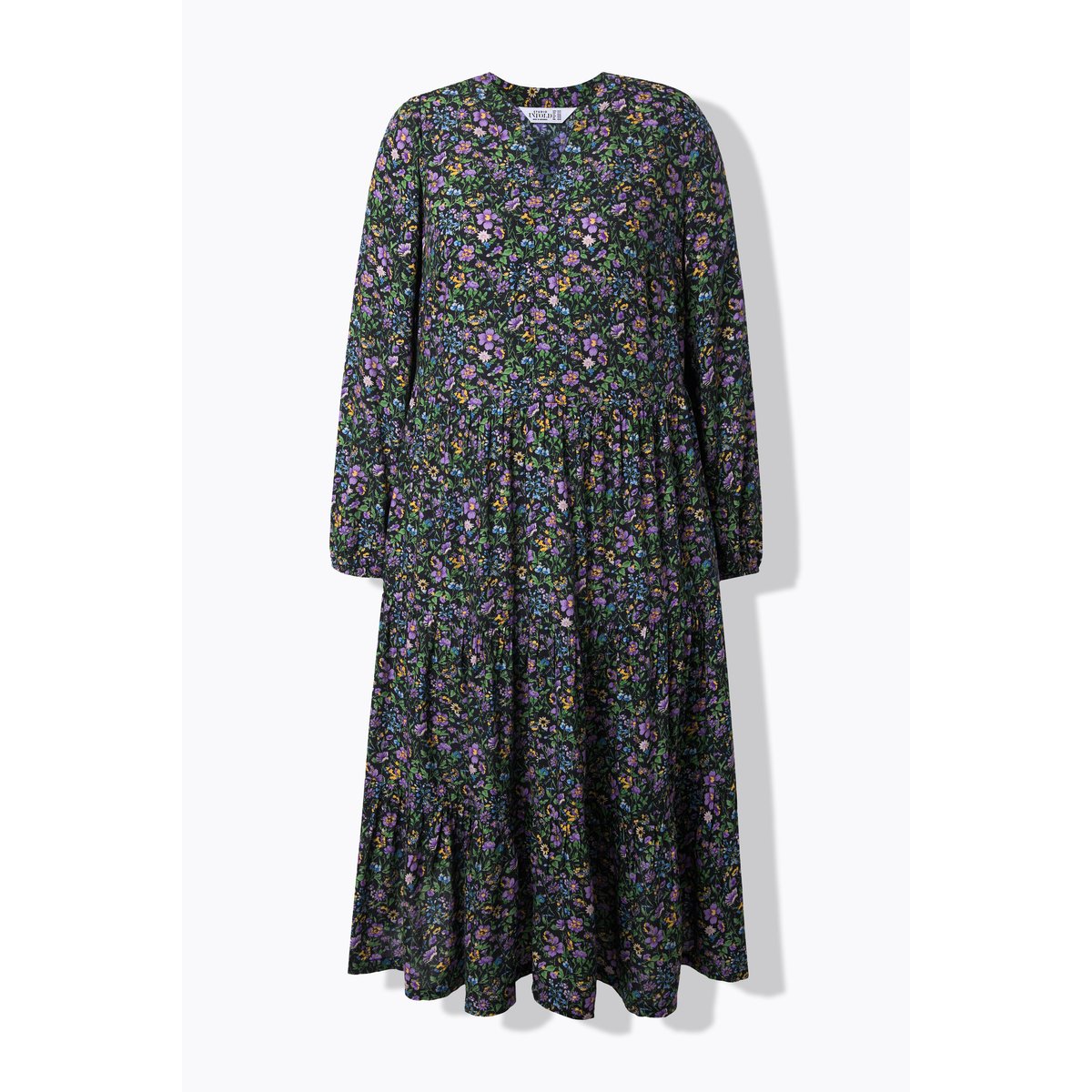 Robe maxi imprimé floral, coupe évasée noir, STUDIO UNTOLD