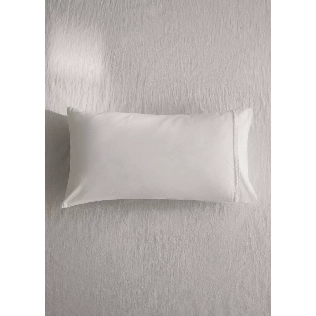 Taie d’oreiller enfant coton lavé dentelle volant 30x50 cm blanc, MANGO HOME