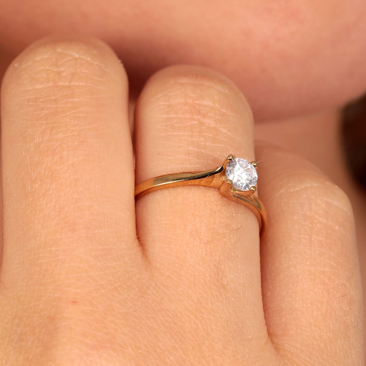 Bague en or jaune 375, zircon B-CLASSIC or jaune, BLUESPIRIT