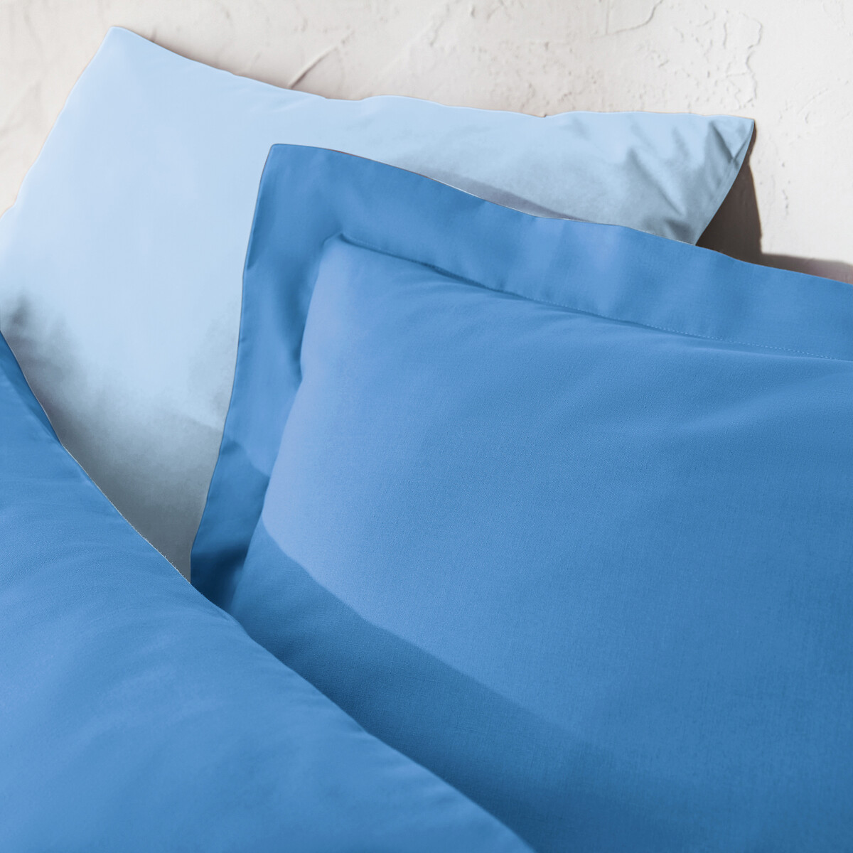 Housse de couette zippée unie en coton, Scénario bleu de provence, LA REDOUTE INTERIEURS