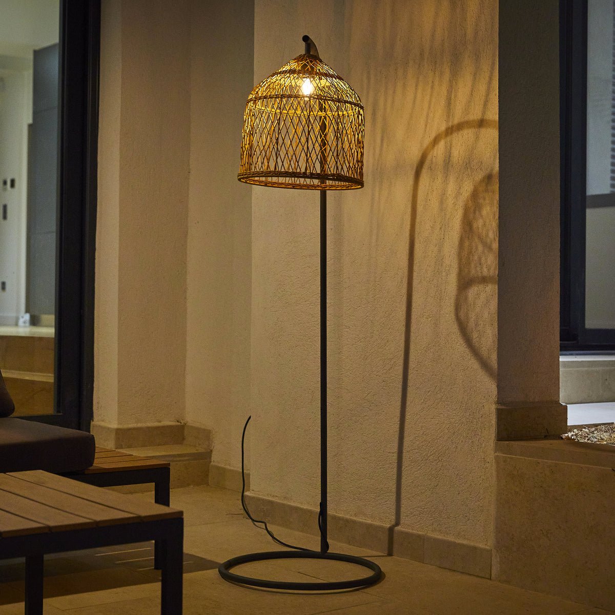 Lampadaire secteur SELMA beige, LUMISKY