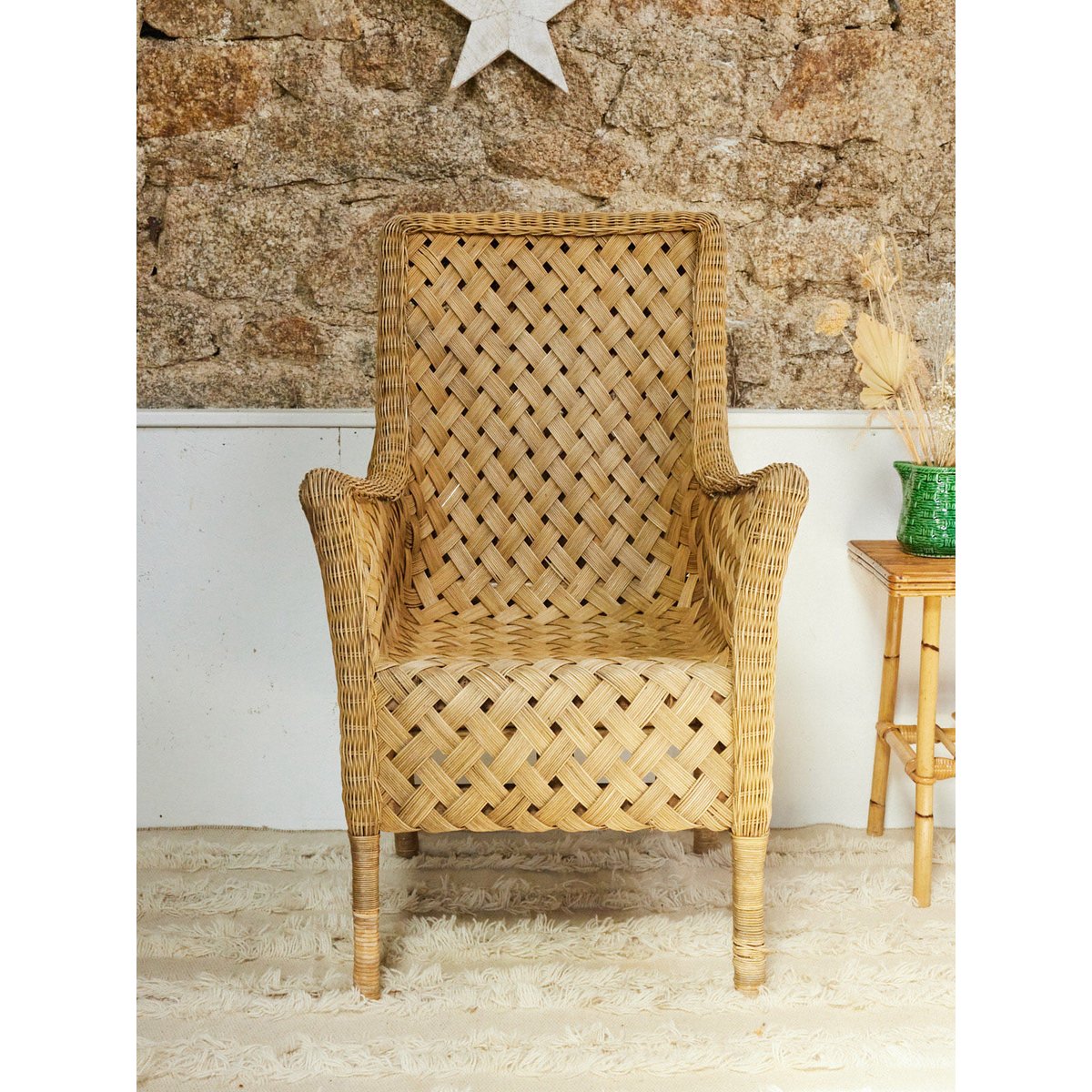 Fauteuil en osier Ernest N°1033 - Bon état bois clair, DEBONGOUT