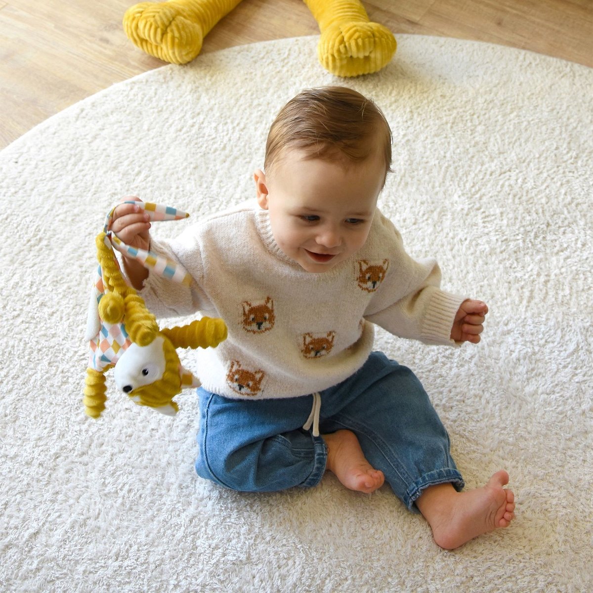 Doudou baby le tigre spéculos 28 cm marron jaune, LES DEGLINGOS