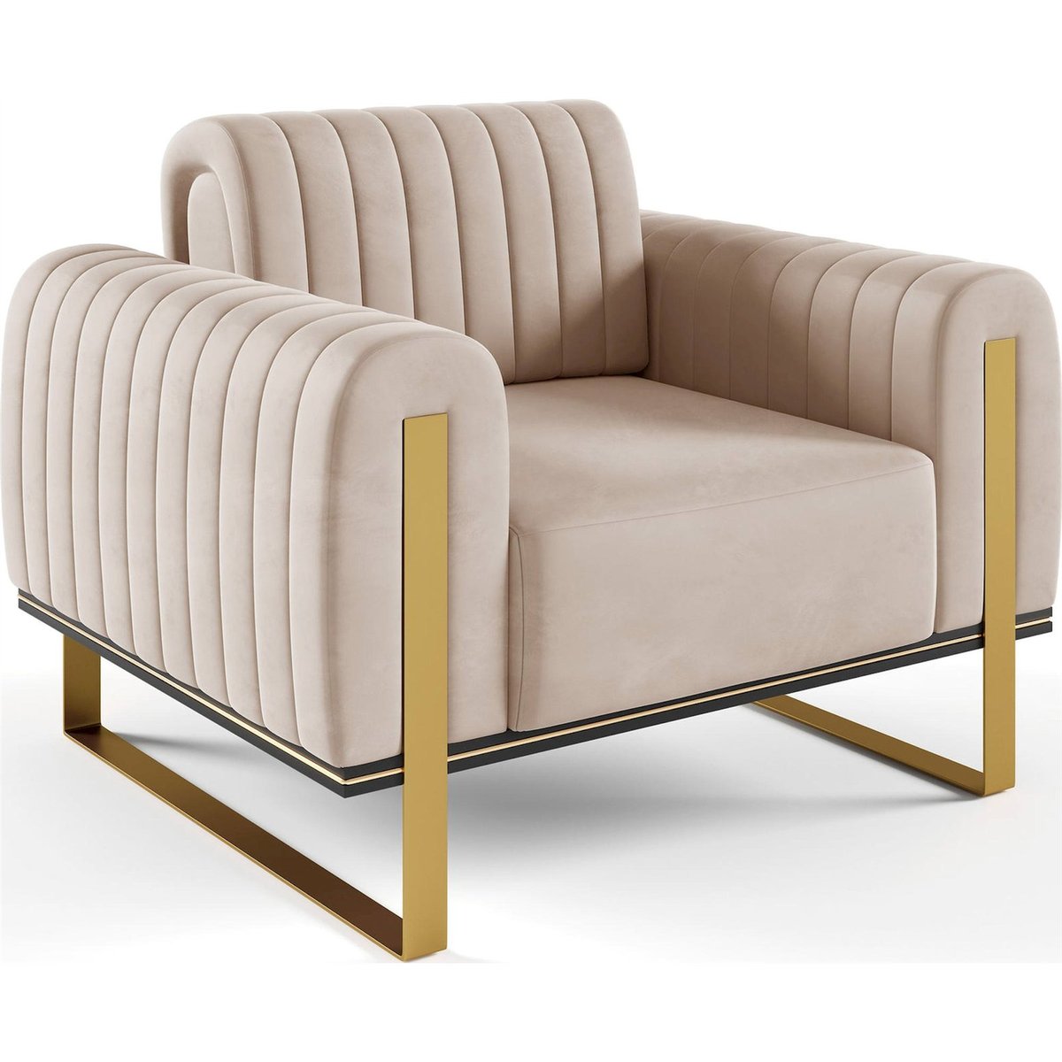 Fauteuil club velours collection PARISSA noir, RECOLLECTION