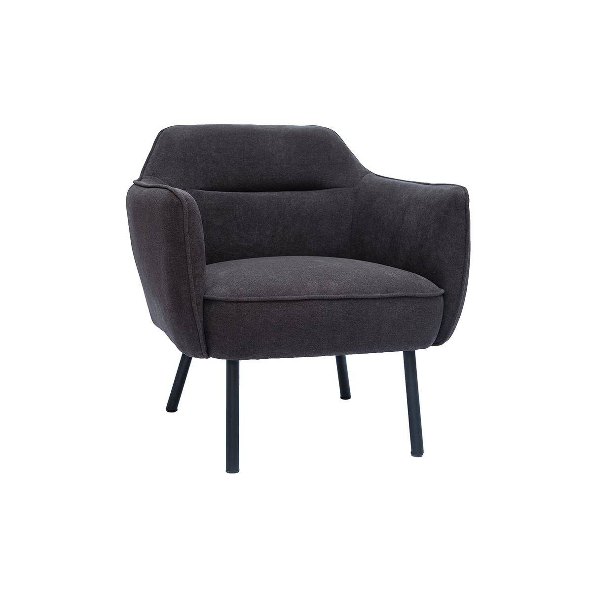 Fauteuil design en tissu effet velours texturé terre brûlée et métal noir LAURENS gris foncé, MILIBOO