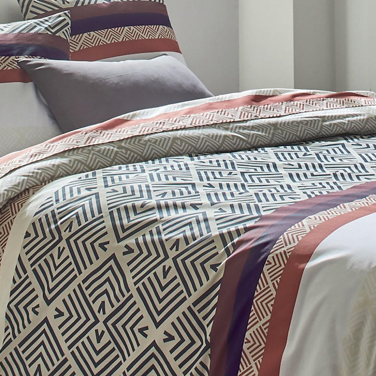 Parure imprimée housse de couette + taie(s) en coton, Raysme imprime, C DESIGN HOME TEXTILE