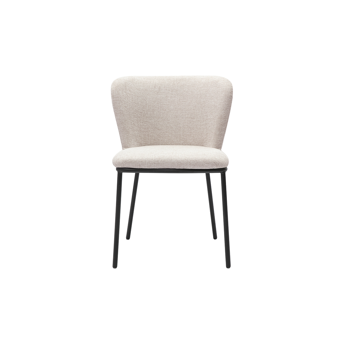 Chaises en tissu effet velours texturé beige et métal noir (lot de 2) LISOR beige, MILIBOO