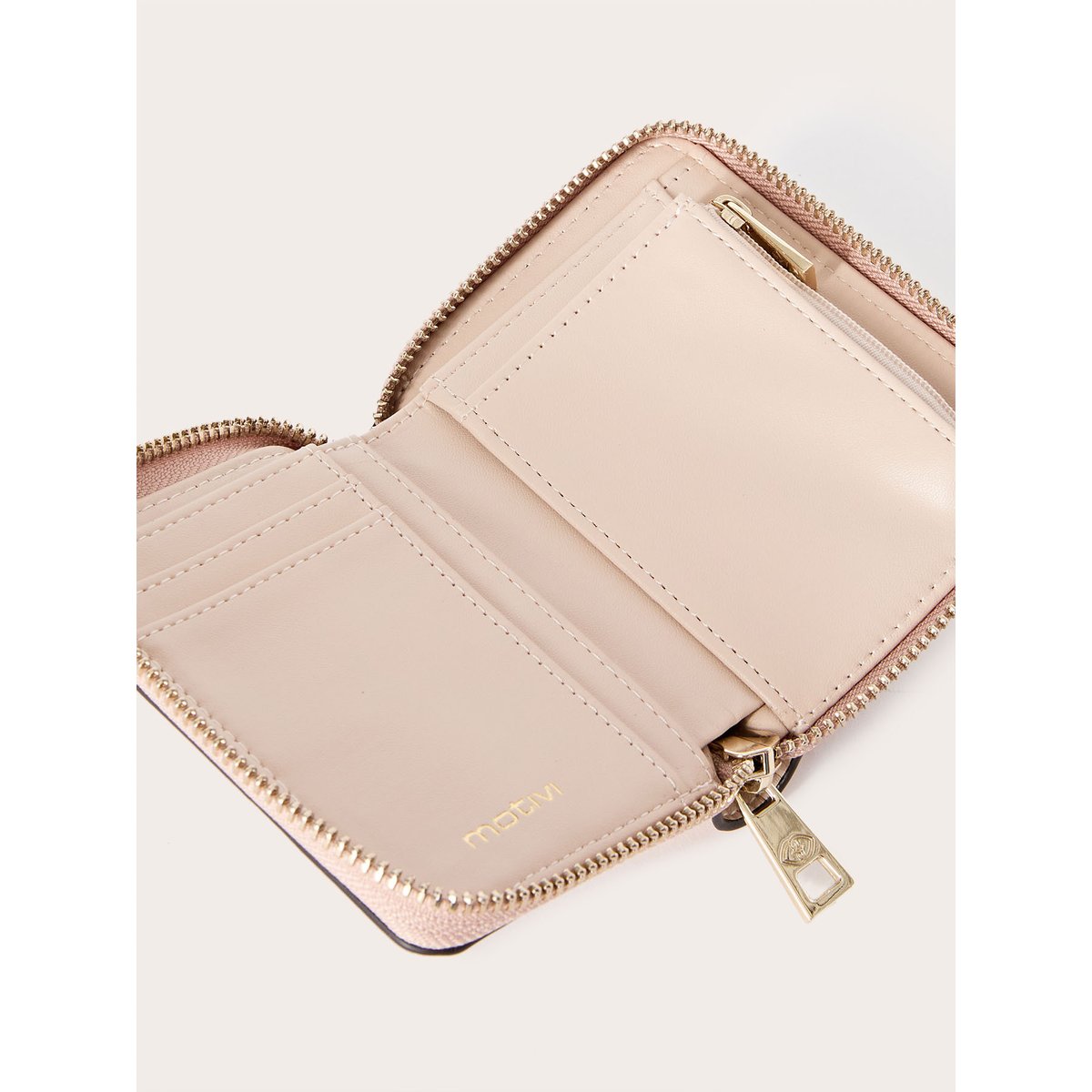 Portefeuille Zip Around petit en tissu imprimé crocodile rosa cipria, MOTIVI