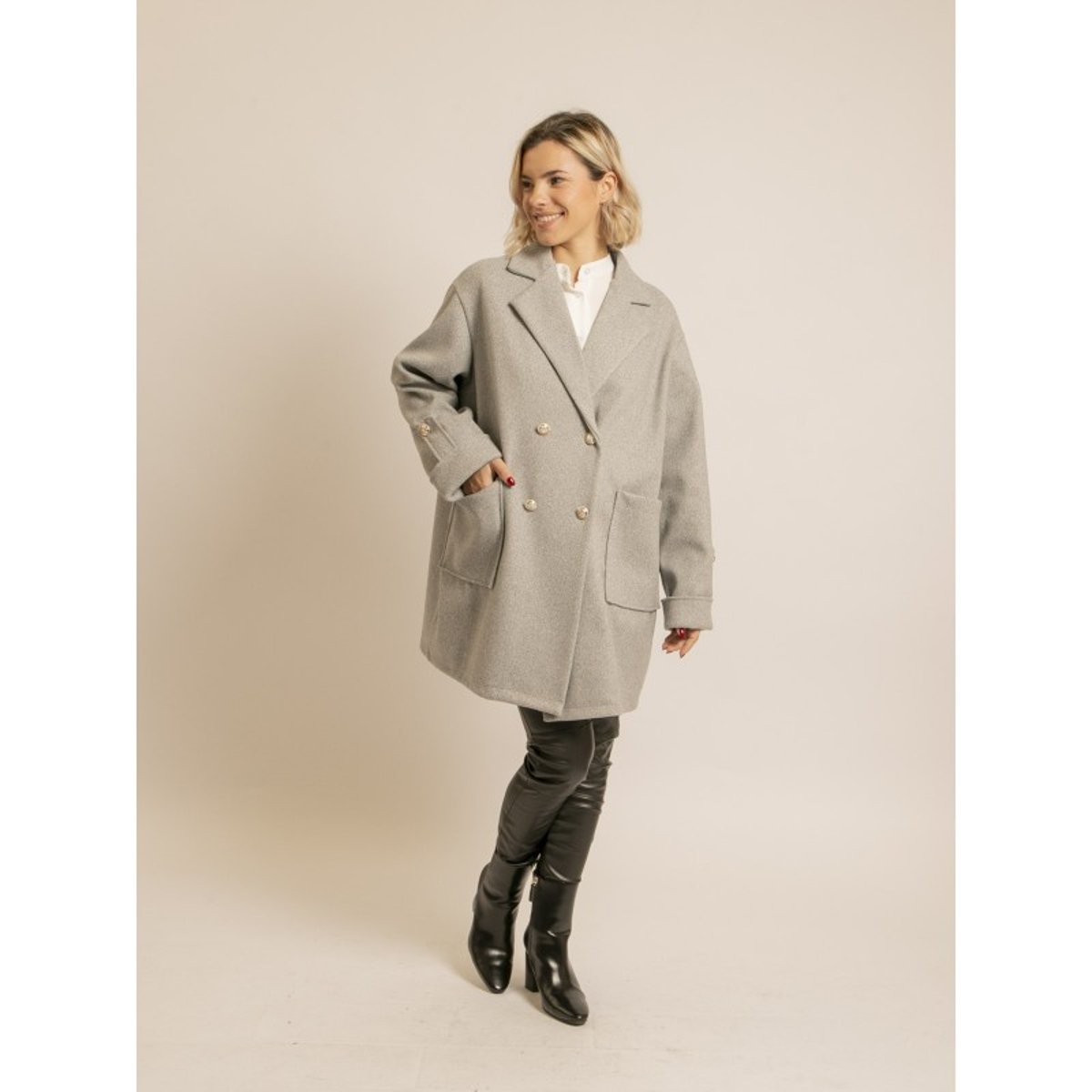 Caban Oversize Ubliaza gris, DONA LISA