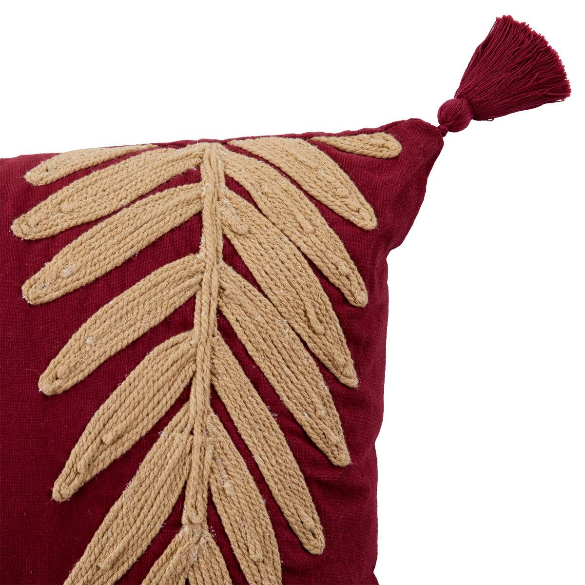 Coussin déhoussable en velours brodé YUCATAN violet, ATMOSPHERA