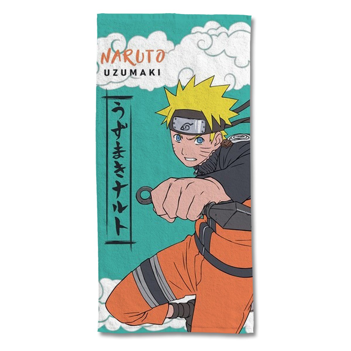 Serviette de plage coton, NARUTO UZUMAKI bleu, NARUTO SHIPPUDEN