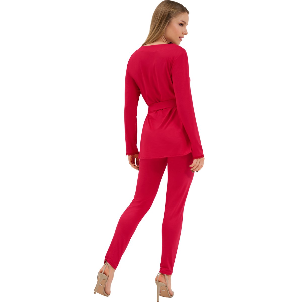 Pyjama leggings tunique manches longues Sympathy rouge, LISCA