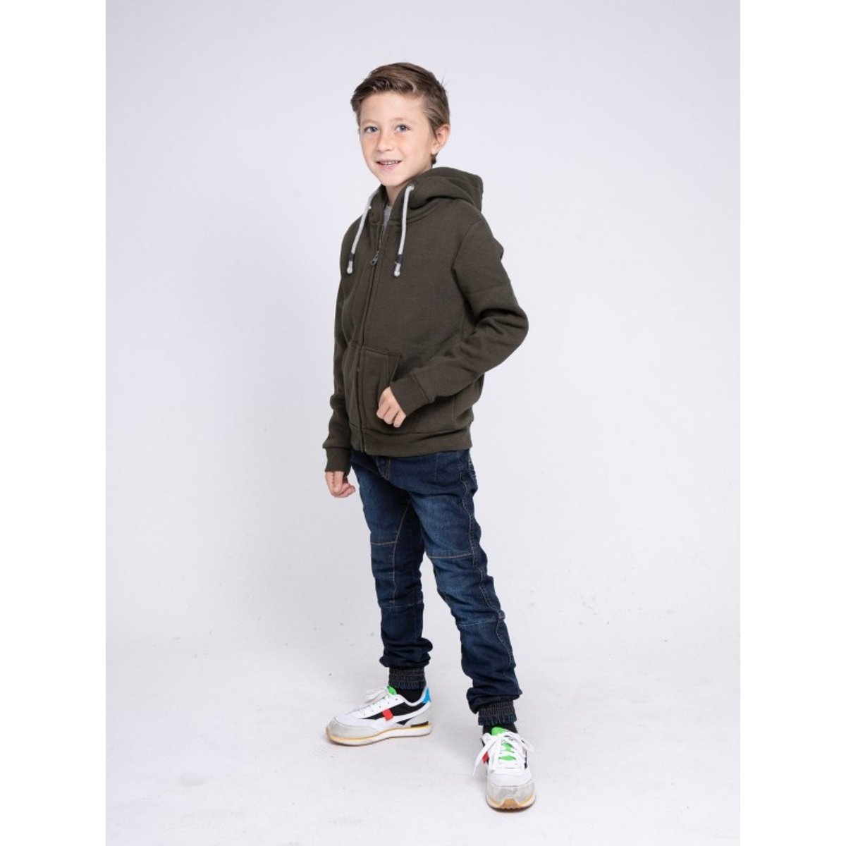 Sweat Zippé Capuche Wamin-j kaki, RITCHIE