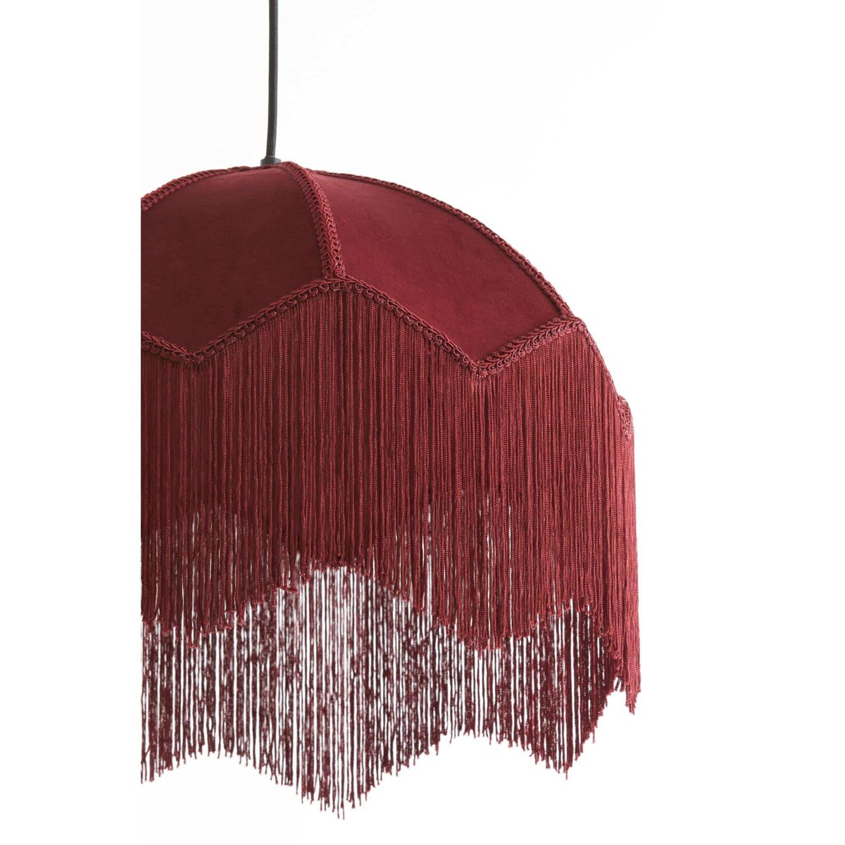 Lampe Suspendue Raphia MALACIA rouge foncé, LIGHT & LIVING 