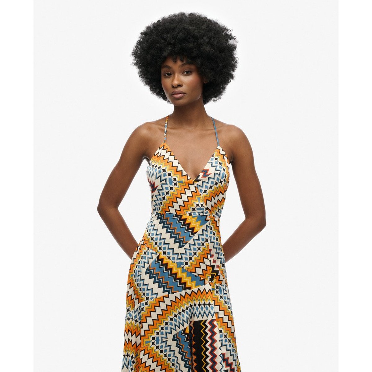 Robe Premium à Ourlet Mouchoir tazi zig zag orange, SUPERDRY
