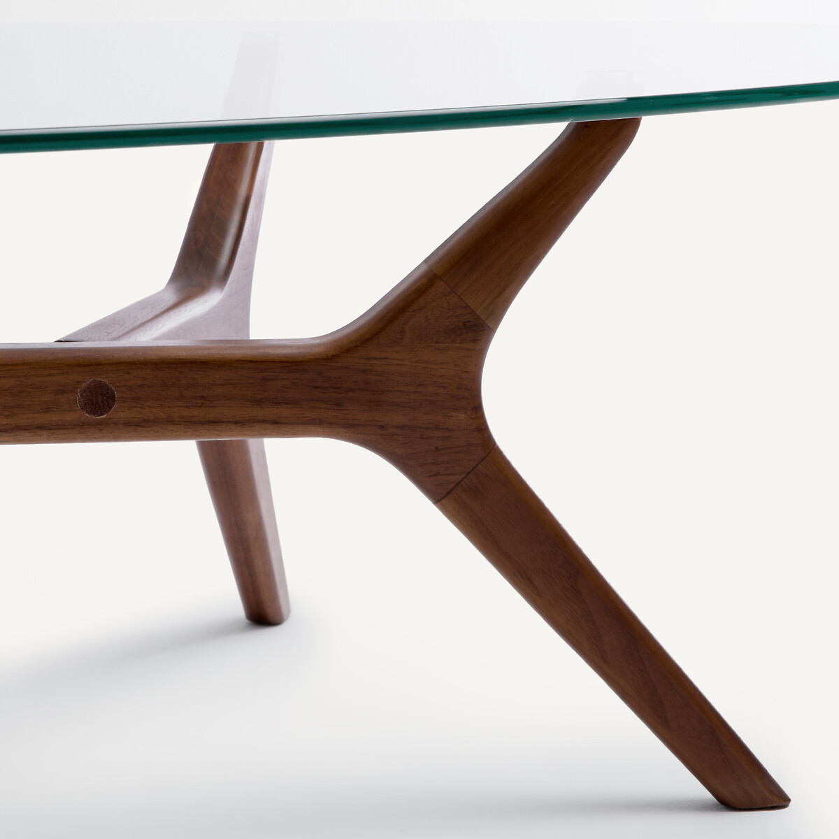 Table basse ellipse, noyer et verre, Maricielo noyer, AM.PM