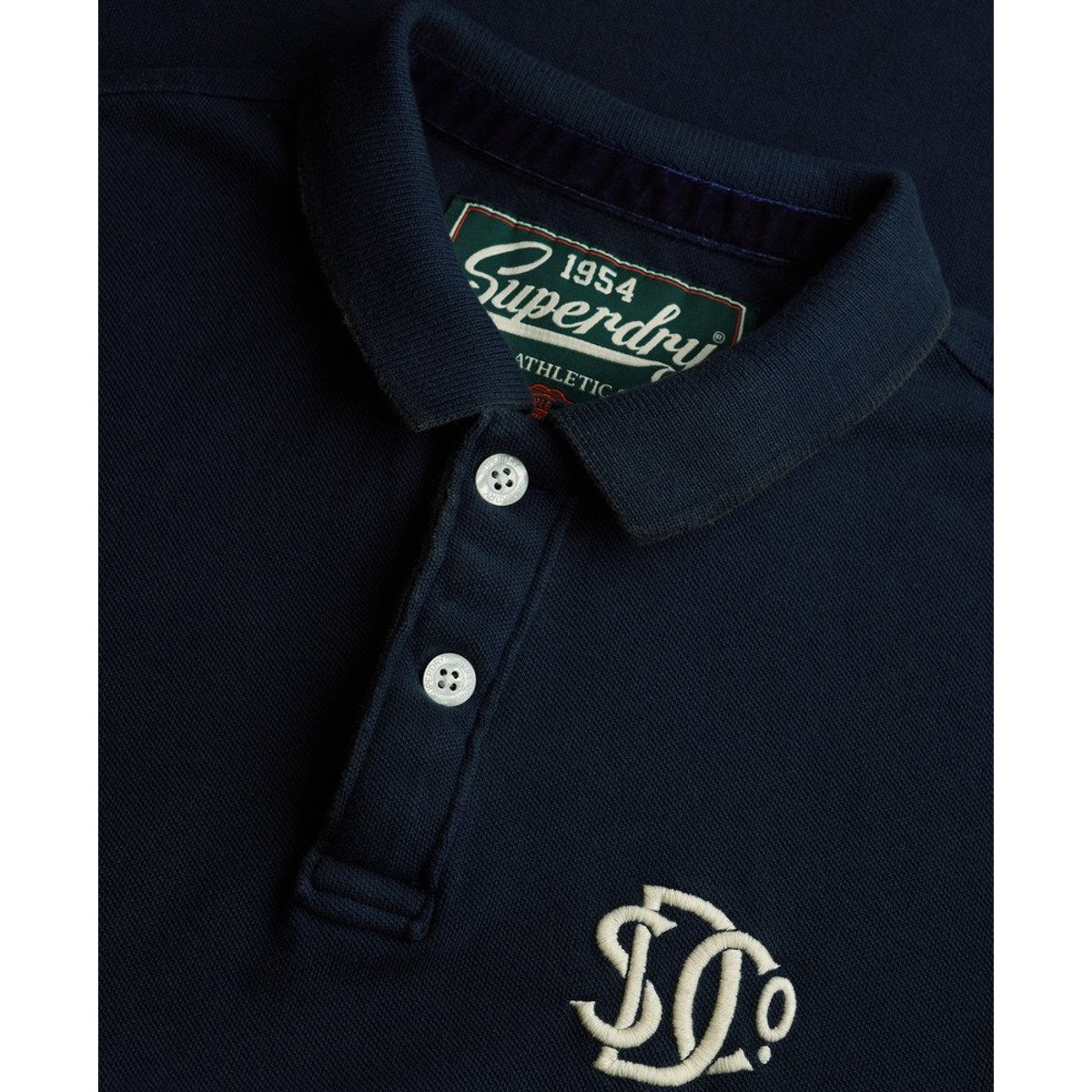 Polo Vintage Athletic Brodé bleu marine éclipse, SUPERDRY