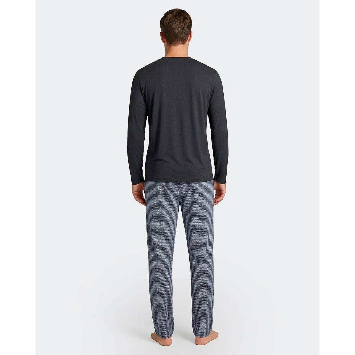 Pigiama lungo, pantaloni stampati blu + marine, EDEN PARK