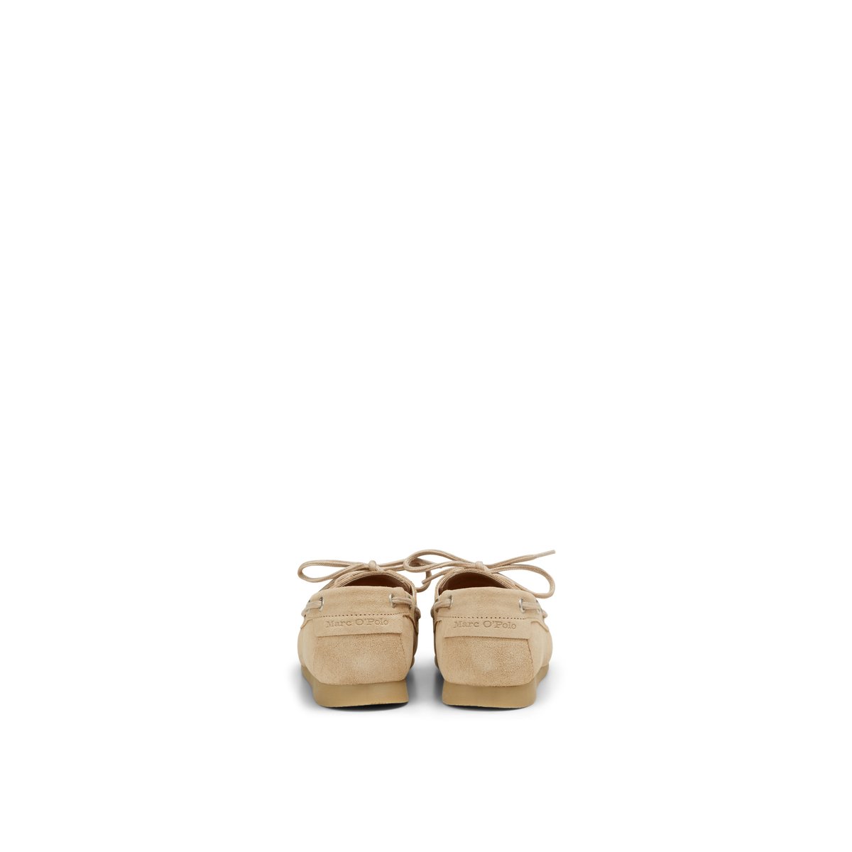 Chaussure bateau en cuir de vachette velours braun, MARC O'POLO