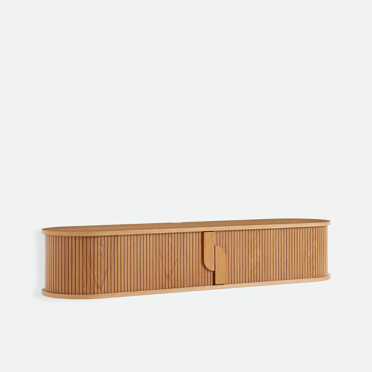 Meuble TV suspendu, en placage chêne, 2 portes coulissantes, L160 cm, MARCELINO chêne, LA REDOUTE INTERIEURS